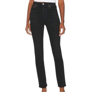 Agolde Freya Black Faded Women's Black Slim High Rise Jeans in Hush